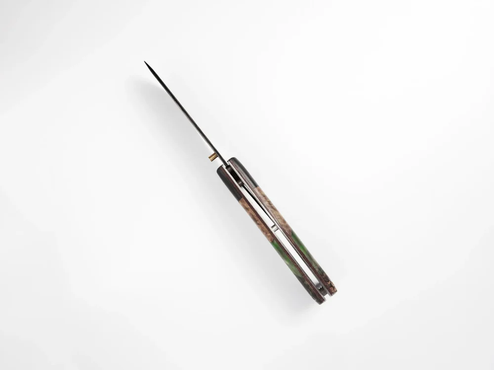 Складной нож "Таежник", ламинированная сталь, рукоять черный граб/орех/зеленый акрил