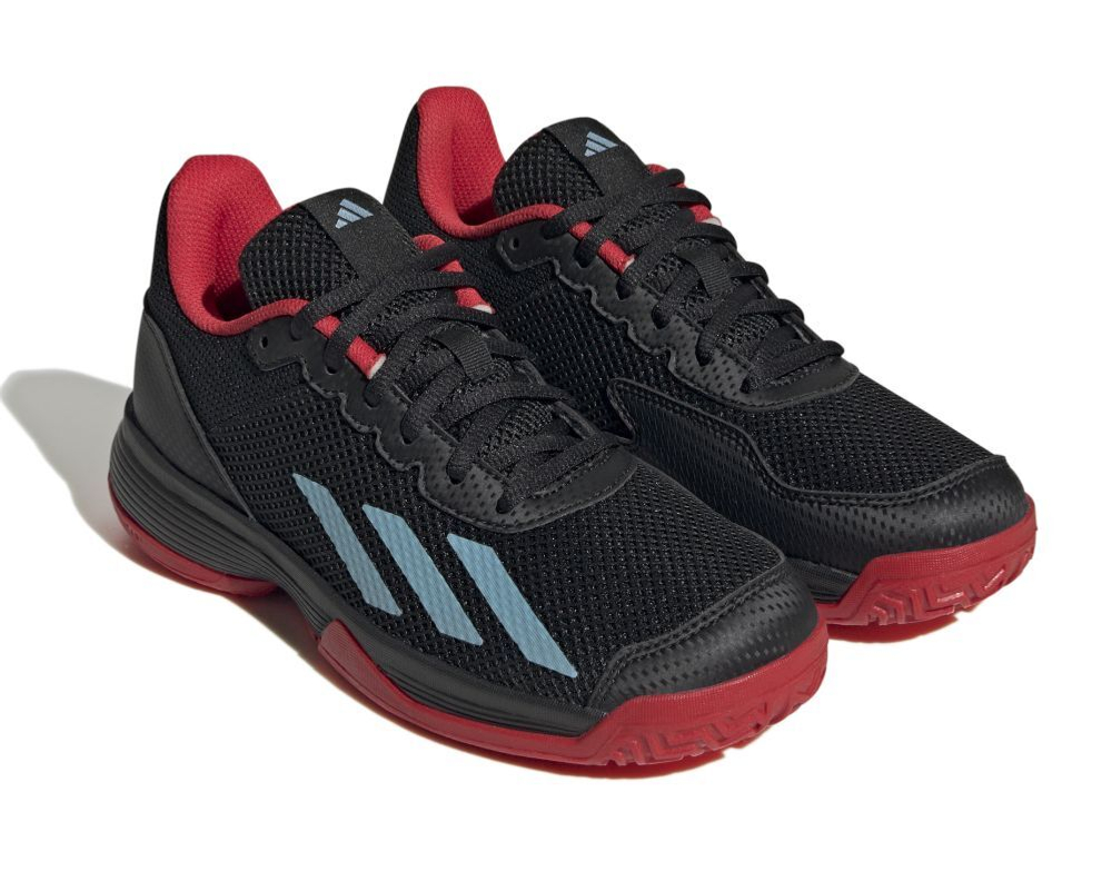 детские Кроссовки теннисные Adidas Courtflash - core black/preloved blue/better scarlet