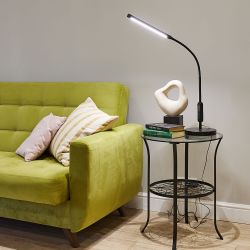 ULM-T619 10W-3000-6500K-DIM BLACK Торшер напольный светодиодный. 10W. с регулировкой наклона. Сенсорный выключатель. Диммер. Черный. ТМ Uniel