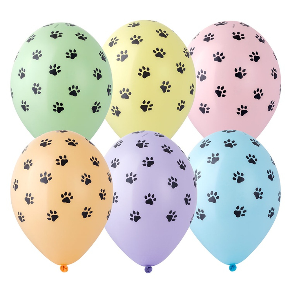 Шар латексный 35см Лапки (Ассорти)