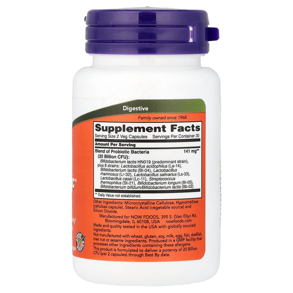 NOW Foods, Clinical GI Probiotic, смесь пробиотиков для пищеварения, для людей старше 50 лет, 60 растительных капсул