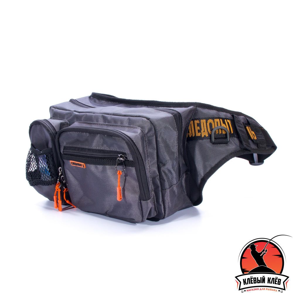 Сумка рыболовная &quot;СЛЕДОПЫТ&quot; Fishing Hip Bag, 28х21х17 см, цв. серый/6/