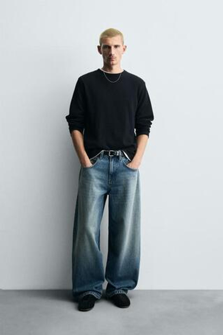 ZARA ДЖИНСЫ BALLOON FIT, ВЫЦВЕТШИЙ СИНИЙ