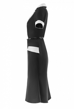 Креповое платье с коротким рукавом чёрное 06-01-20 SS