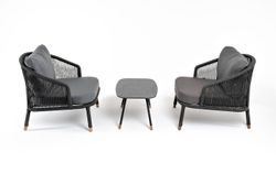 "Верона" лаунж-зона 5-местная плетеная из роупа (веревки), каркас алюминиевый темно-серый, роуп темно-серый