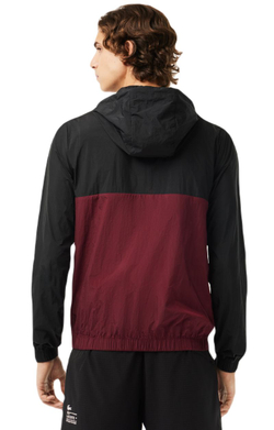Куртка теннисная Lacoste Water Resistant Packaway Zipped Sport - black/gris/bordeaux