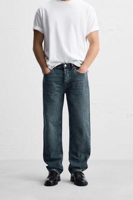 ZARA ДЖИНСЫ STRAIGHT-LEG, СИНИЙ