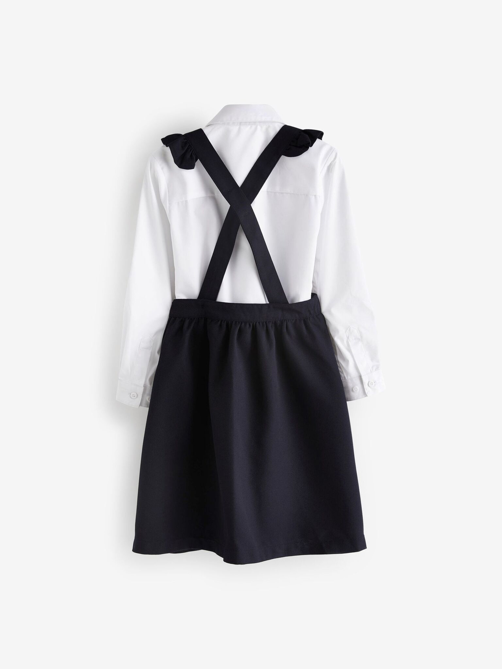 Сарафан школьный и рубашка в комплекте для девочки Next C44-160, Темно-синий, Белый