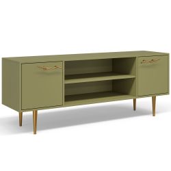 Тумба под ТВ Арт Колор matte 155см Стайл Голд Зеленая олива матовая