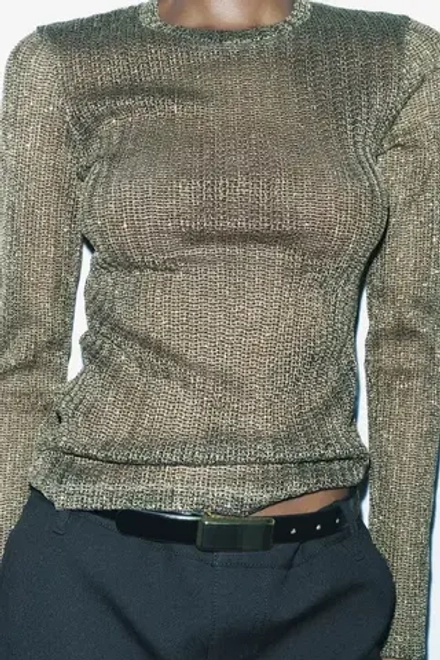 ZARA ТОП ИЗ ТКАНИ С ЛЮРЕКСОМ, ЗОЛОТОЙ