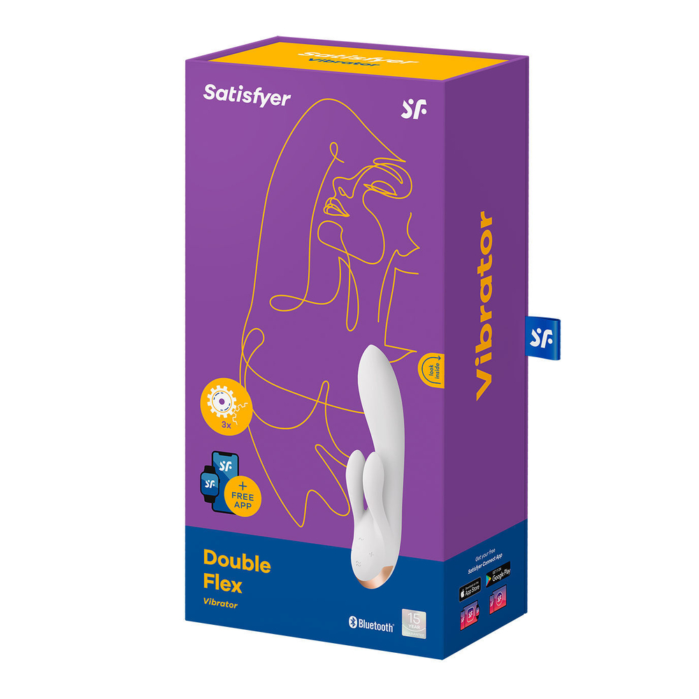 Вибратор-кролик Satisfyer Double Flex с двумя клиторальными отростками (белый)