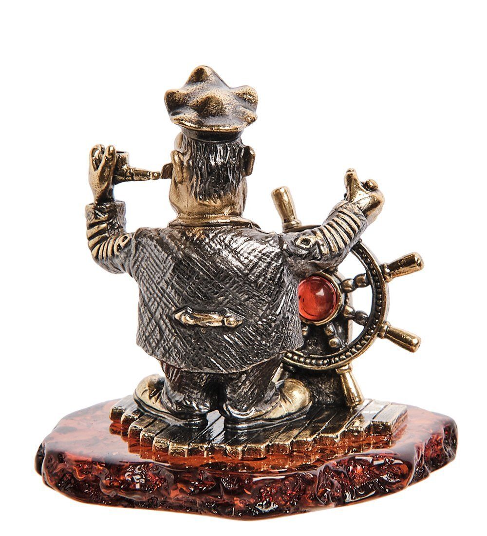 Народные промыслы AM-2759 Фигурка «Капитан у штурвала» (латунь, янтарь)