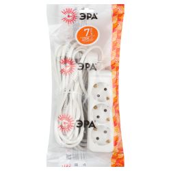 Удлинитель электрический ЭРА UX-3e-7m с заземлением 3 розетки 7м ПВС 3x0,75мм2 10А | Бытовые удлинители