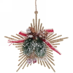 Подвеска елочная БЛЕСК «Снежинка лучистая» 13*14 см, Золото