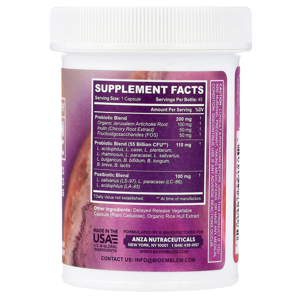 BioEmblem, 55 млрд пробиотиков, 45 растительных капсул