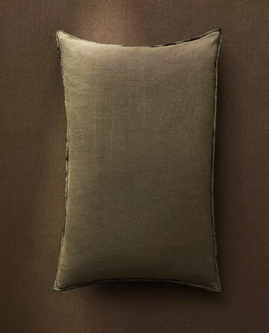 ZARA HOME ОДНОТОННАЯ НАВОЛОЧКА ДЛЯ ДЕКОРАТИВНОЙ ПОДУШКИ, ЗЕЛЕНЫЙ