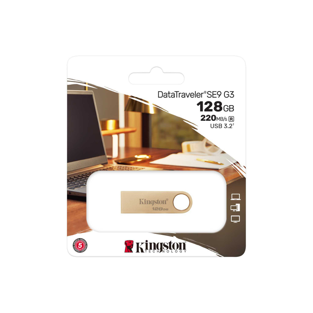 Флеш Диск Kingston 128GB DataTraveler SE9 DTSE9G3/128GB USB3.0 золотистый (740617341225)