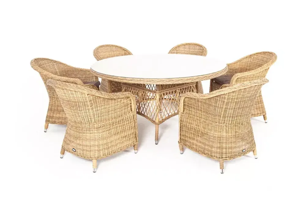 "Эспрессо–150 R" обеденная группа плетеная, цвет соломенный