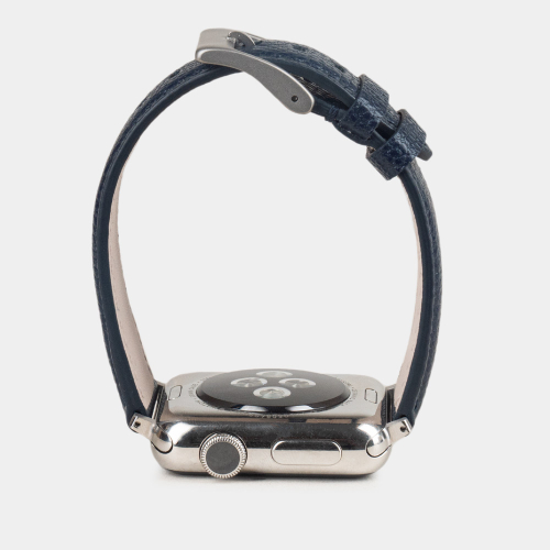 Ремешок для Apple Watch 44/45/46 mm из кожи сафьяно, синего цвета