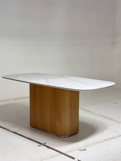 Стол TAMPA 180 цвет БЕЛЫЙ МРАМОР M326, керамика / Каркас OAK