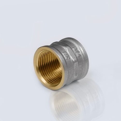 Муфта латунная никелированная внутренняя/внутренняя резьба