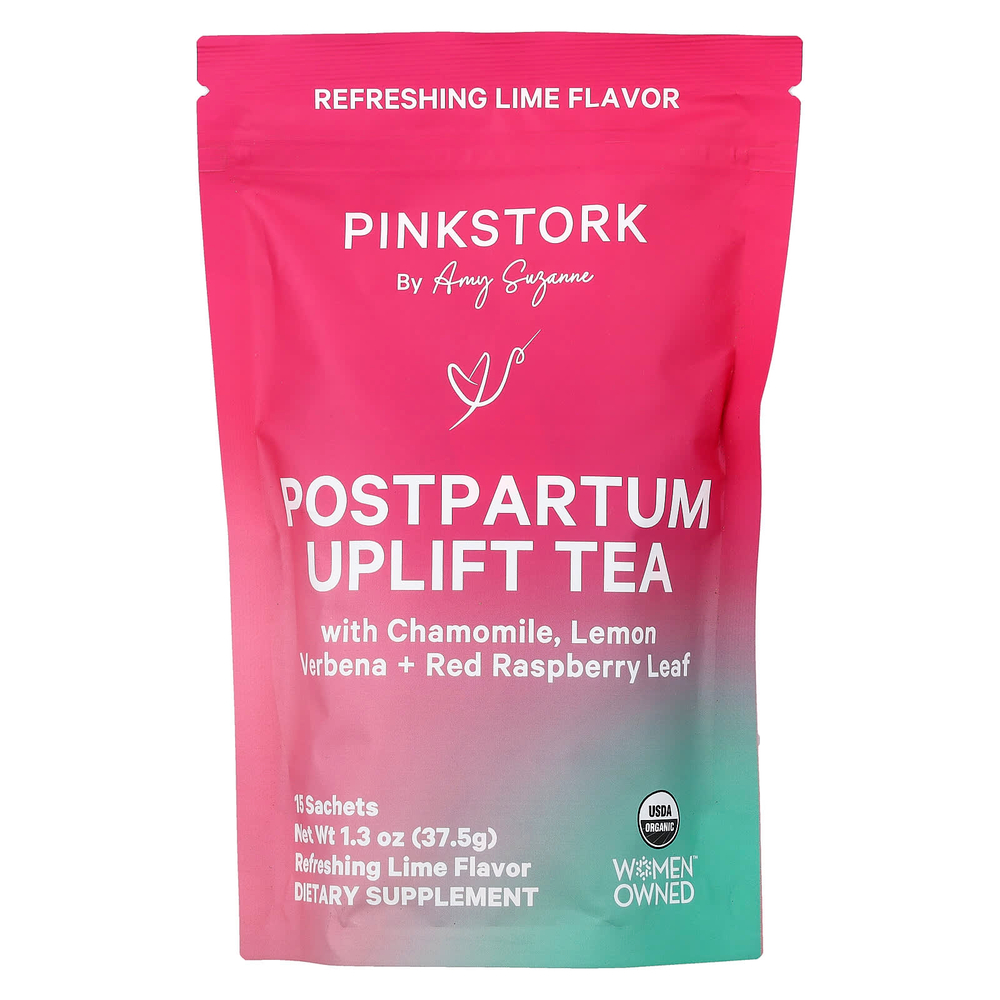 Pink Stork, чай для укрепления послеродового периода, освежающий с лаймом, 15 пакетиков, 37,5 г (1,3 унции)
