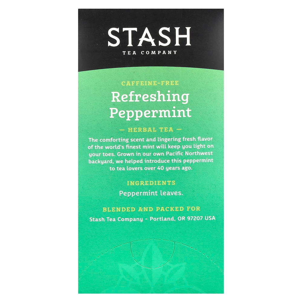 Stash Tea, Herbal Tea, освежающая перечная мята, без кофеина, 20 чайных пакетиков, 20 г (0,7 унции)