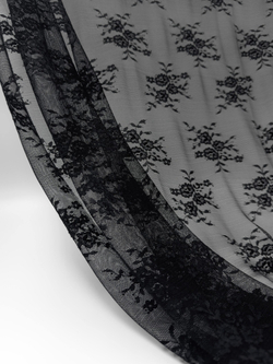 Гипюр эластичный черный ширина 150 см мягкий ОТРЕЗЫ