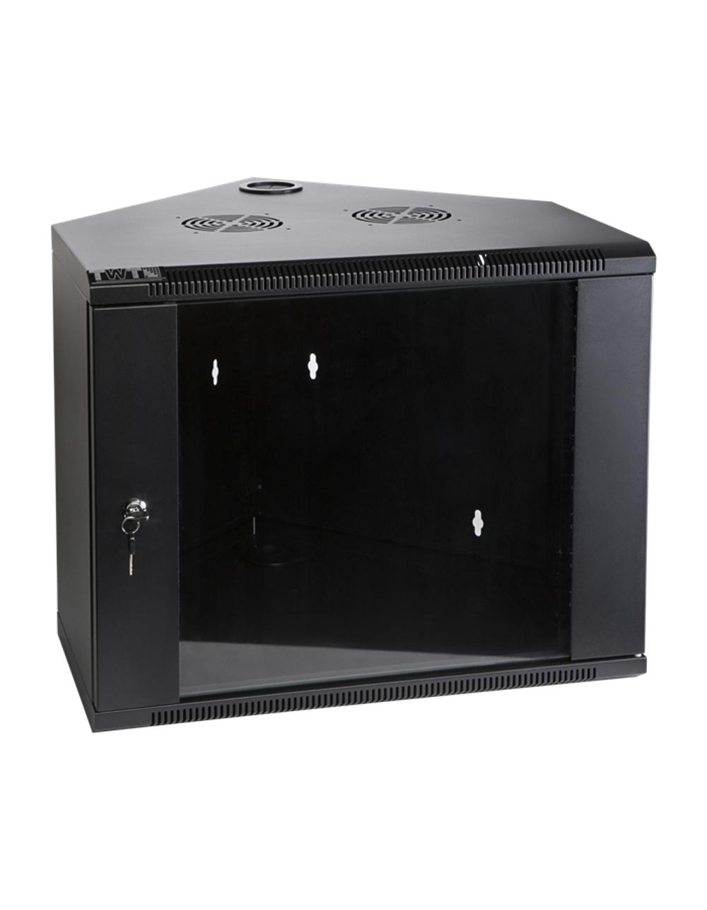 Шкаф Шкаф настенный угловой, 6U 600x600, стеклянная дверь, черный