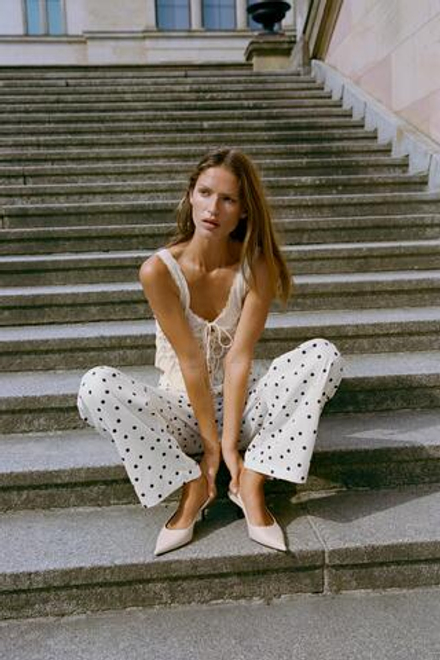 ZARA ТУФЛИ-МЮЛИ НА КАБЛУКЕ, ЭКРЮ