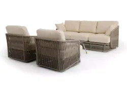 "Альбано" лаунж-зона 5-местная плетеная из роупа (веревки), каркас алюминиевый светло-серый, роуп серый меланж