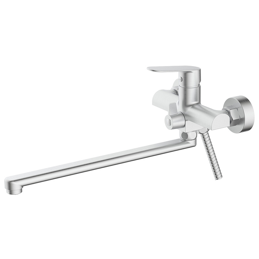 Смеситель для ванны Azario Alanti керамический картридж, длинный излив, с ручным душем, шланг 150 см, сатин (AZ-K1732BN)