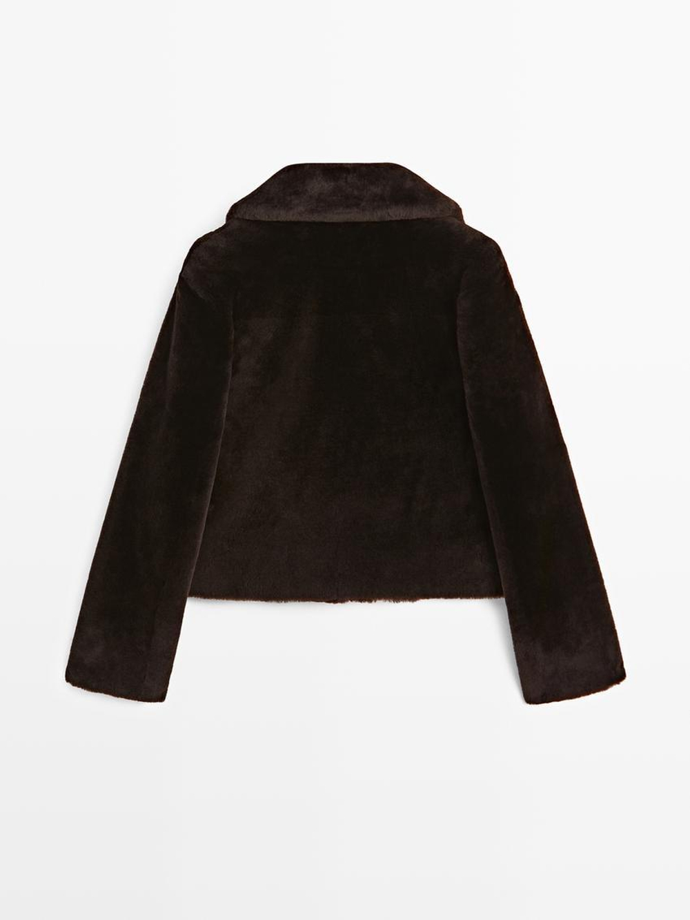 Massimo Dutti Короткая шуба из 100% овечьей кожи, коричневый