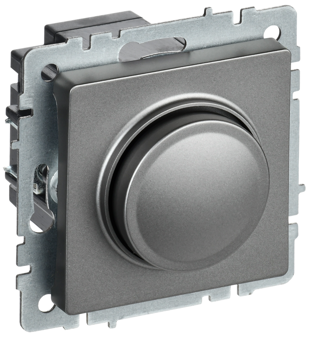 BRITE Светорегулятор поворотно-нажимной 600Вт СС10-1-0-БрС сталь IEK