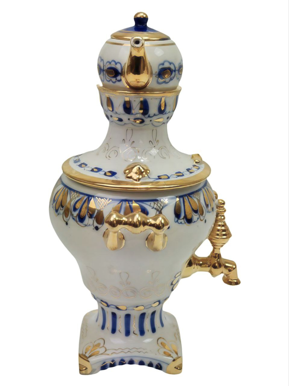 Статуэтка "Самовар с заварочным чайничком" Гжель