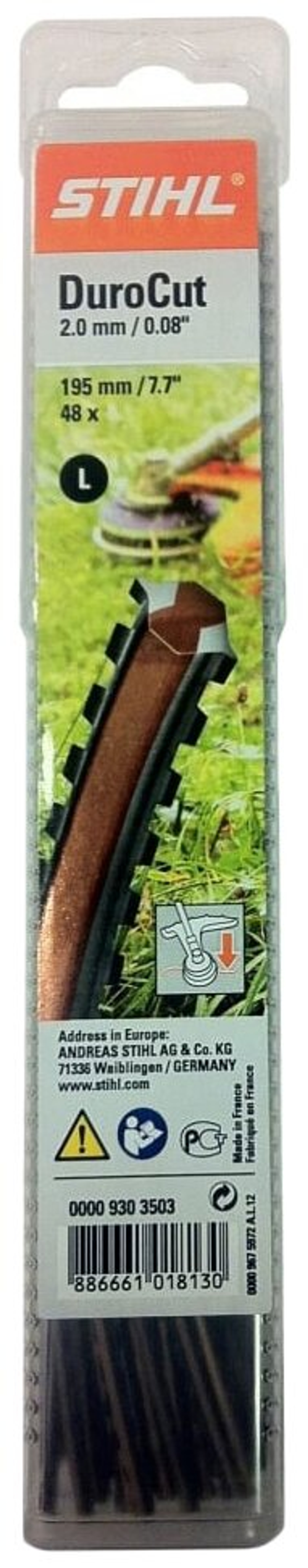 Леска для триммеров STIHL  зазубренное диам:2,0мм длина:195мм (0000-930-3503)