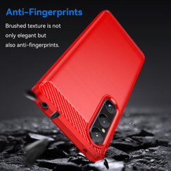 Чехол красного цвета с дизайном под карбон на Sony Xperia 1 V, 1-5, серия Carbon от Caseport