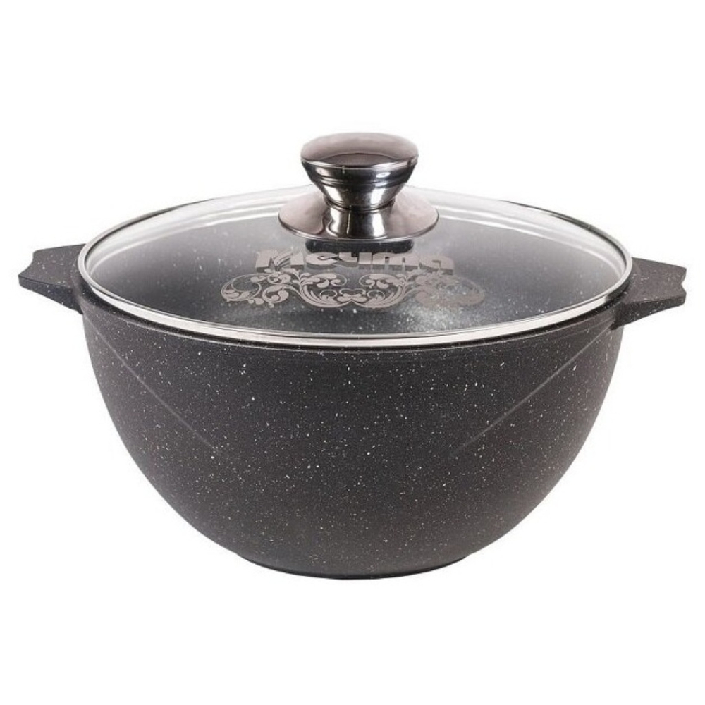 Казан алюм, антиприг, 6 л, Гранит black, с крыш, Мечта, 56 802