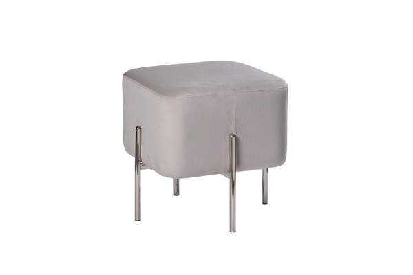 Пуф велюровый 44x42x42см Garda Decor светло-серая с хромированными ножками