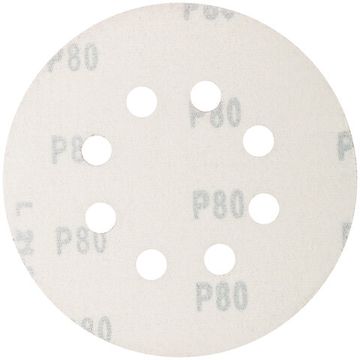 Круги абразивные шлифовальные перфорированные на ворсовой основе под "липучку" (Р80, 125 мм, 5шт.),  CUTOP Profi