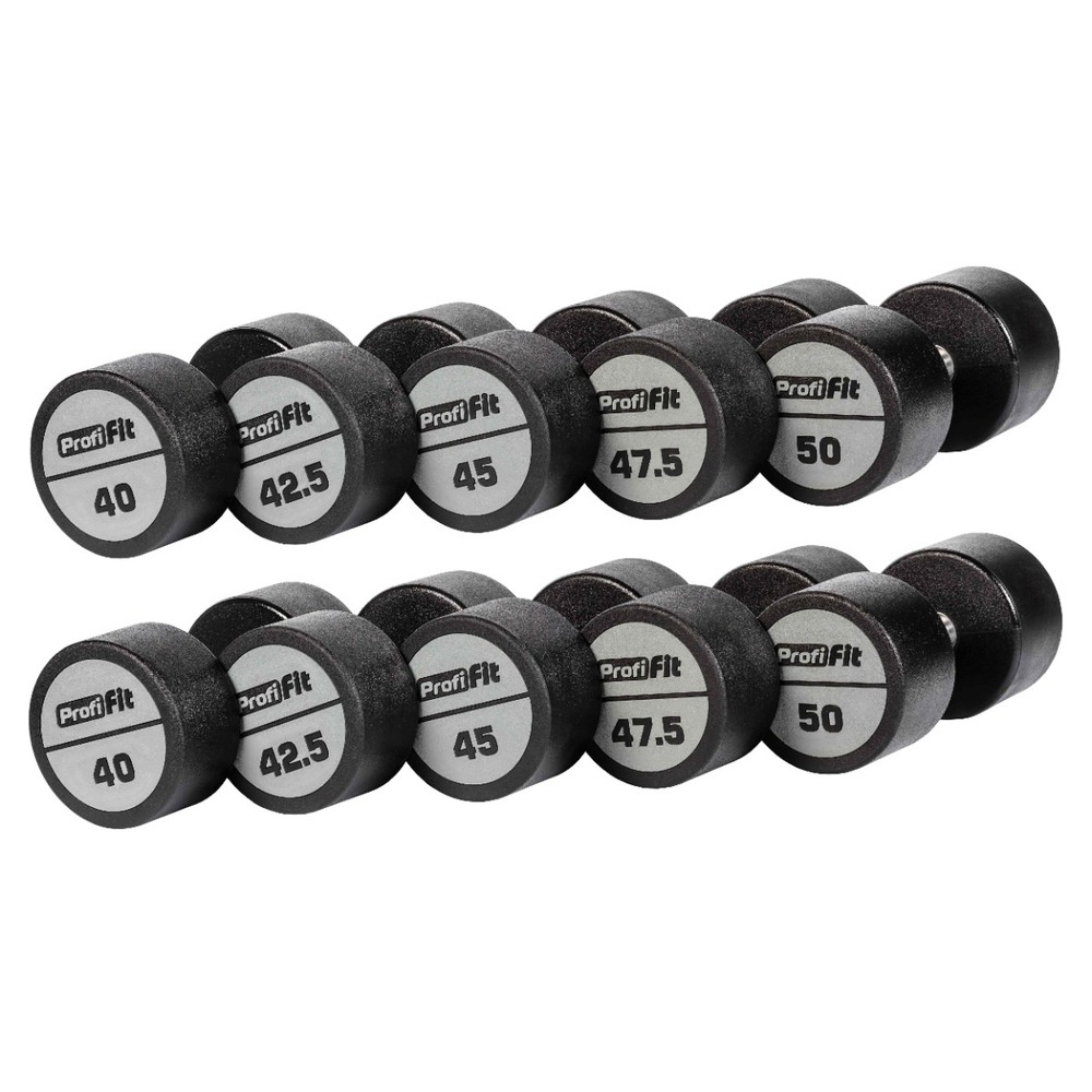 Гантельный ряд полиуретановый (шаг 2,5 кг, 5 пар) PROFI-FIT 40-50 кг
