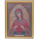 Алмазная мозаика на подрамнике с полным заполнением «МИР ЯРКИХ КРАСОК», Богородица Семистрельная, 30*40см