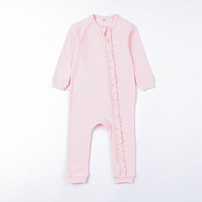 Zip-up sleepsuit with ruffles 3-18 months - Light Pink