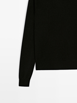 Massimo Dutti Свитер из смесовой шерсти с круглым вырезом, черный