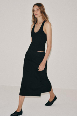 ZARA ЮБКА МИДИ С РАЗРЕЗОМ — ZW COLLECTION, ЧЕРНЫЙ
