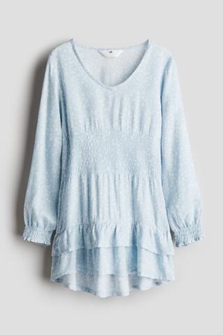 H&M Платье с плиссированными деталями, светло-голубой