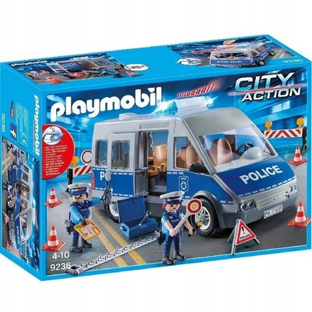 Конструктор Playmobil City Action Полицейский автобус с дорожным ограждением 9236