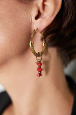 HMG 1324 G steel/Coral Серьги hoop арт.1090