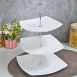 Фруктовница 3-х ярусная "Quadro" WHITE (99214), стеклокерамика