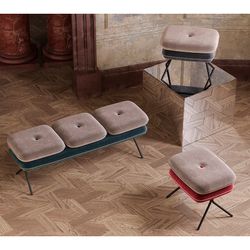 Пуф Pea, велюр, бежевый/темно-серый